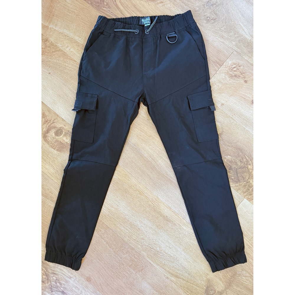 Modern Stitch Boys Black Cargo Jogger Pants Size M‎ (10/12) Elastic Waist